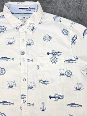 Ditch Plains Ricky Singh Nautical Print Shirt Mens L Cotton Beach